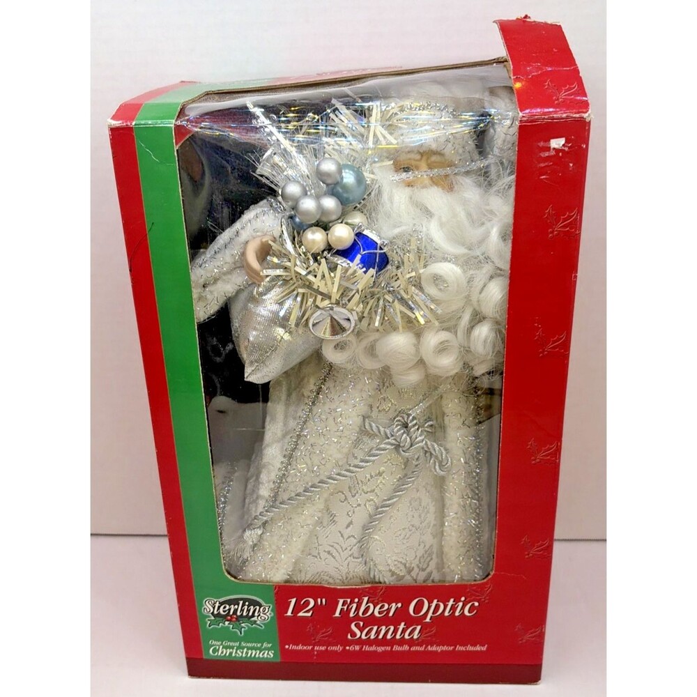 Sterling 12 Inch Fiber Optic Santa Tree or Table Topper Changing Lights Boxed